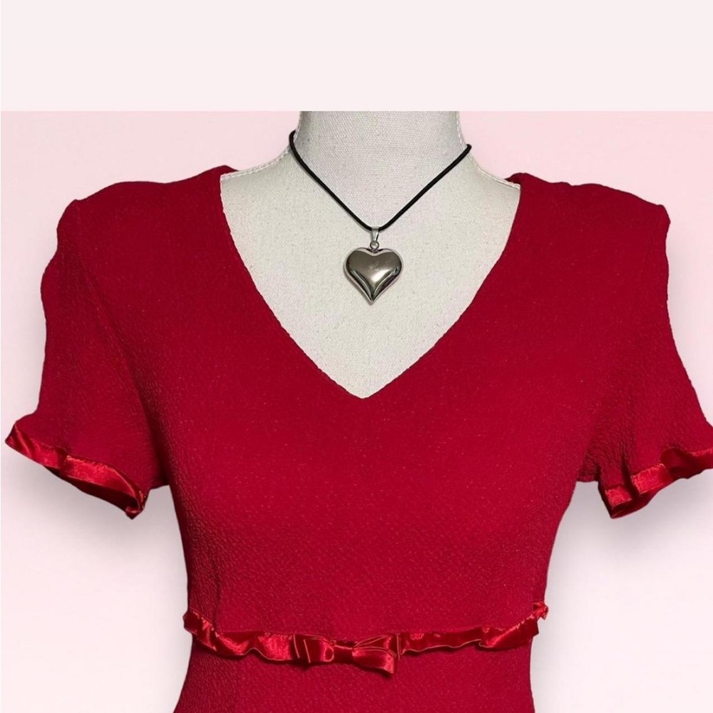 City Triangles 90s Red Ruffle Mini Dress - Picture 3 of 8